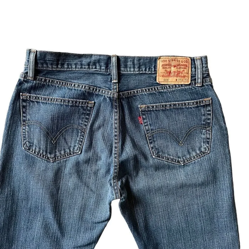 Levi’s 505 Vintage Straight Fit Straight Leg Denim Men’s Jeans Size 34x30